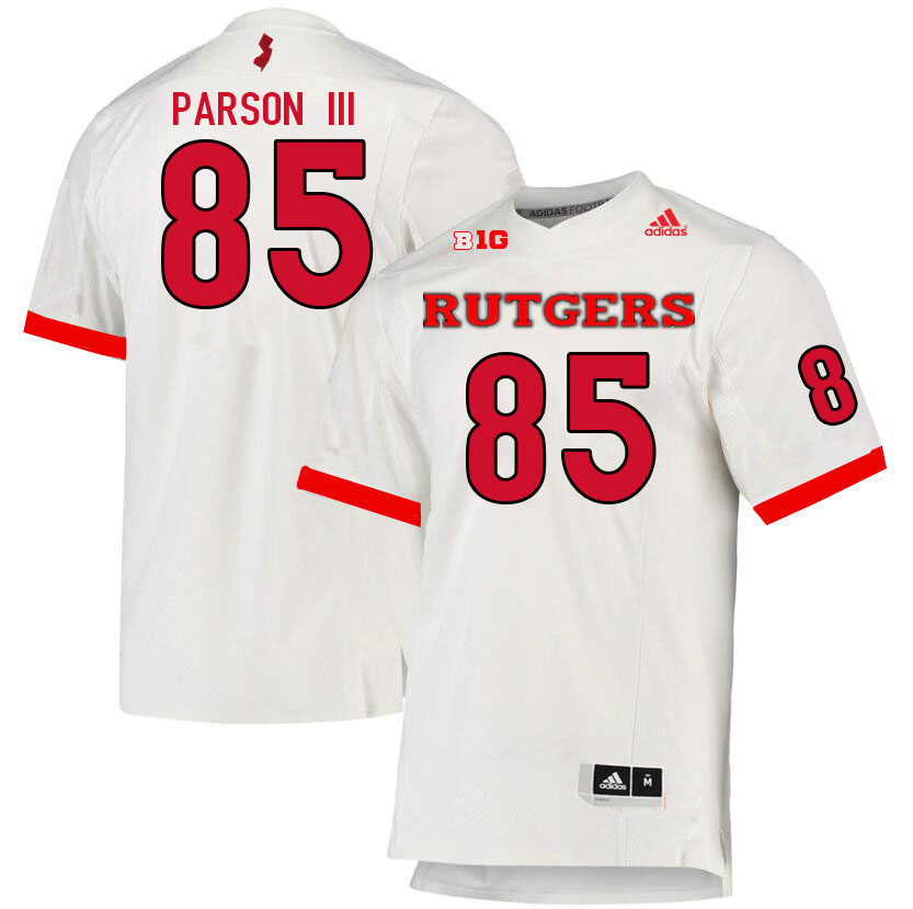 Men #85 Jessie Parson III Rutgers Scarlet Knights College Football Jerseys Sale-White - Click Image to Close